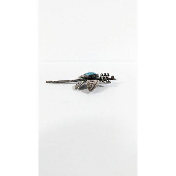 Turquoise Dragonfly Shaped Insect Sterling Silver Brooch Southwestern Pin - Picture 6 of 11